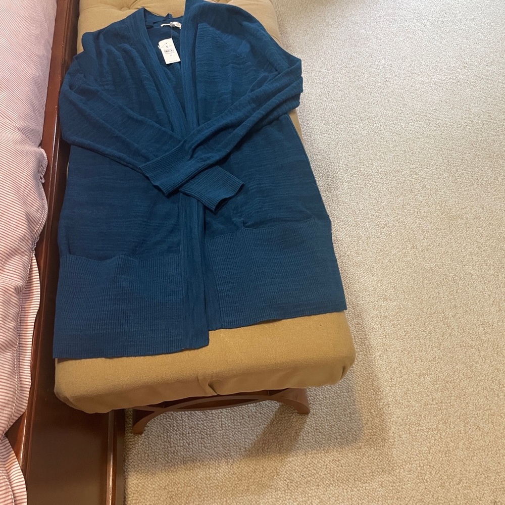 Lou & Grey Teal Blue Open-Front Cardigan